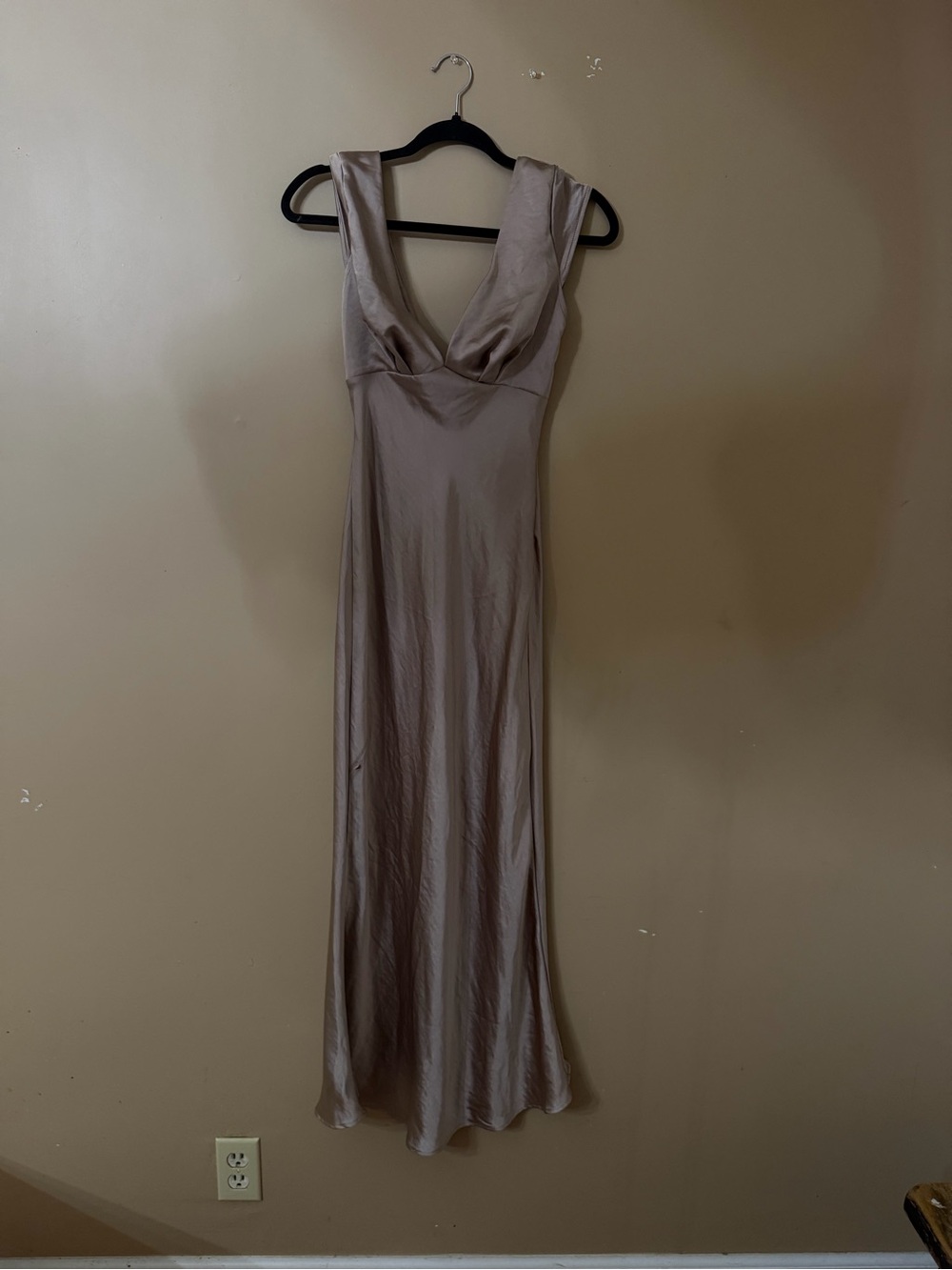 Satin Evening Dress in Taupe